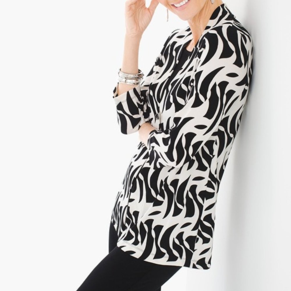 Chico's Travelers Twirling Lines Jacket Size #4 (XXL)